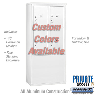 Free-Standing 4C Horizontal Mailbox Unit (Includes 3711D-4PCFP Mailbox, 3916D-C Enclosure and Master Commercial Locks) - 11 Door High Unit (69 3/8 Inches) - Double Column - Stand-Alone Parcel Locker - 2 PL5's and 2 PL6's - Custom - Front Loading - Private Access